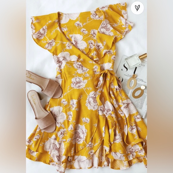 FREE PEOPLE NWTs French quarter yellow floral print mini dress size medium - Picture 2 of 10